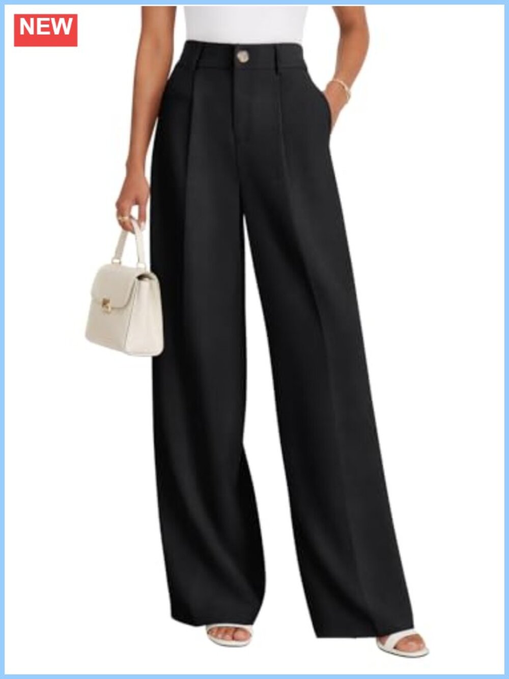 NIMIN Womens High Waisted Wide Leg Dress Trousers with Pockets Work Pants